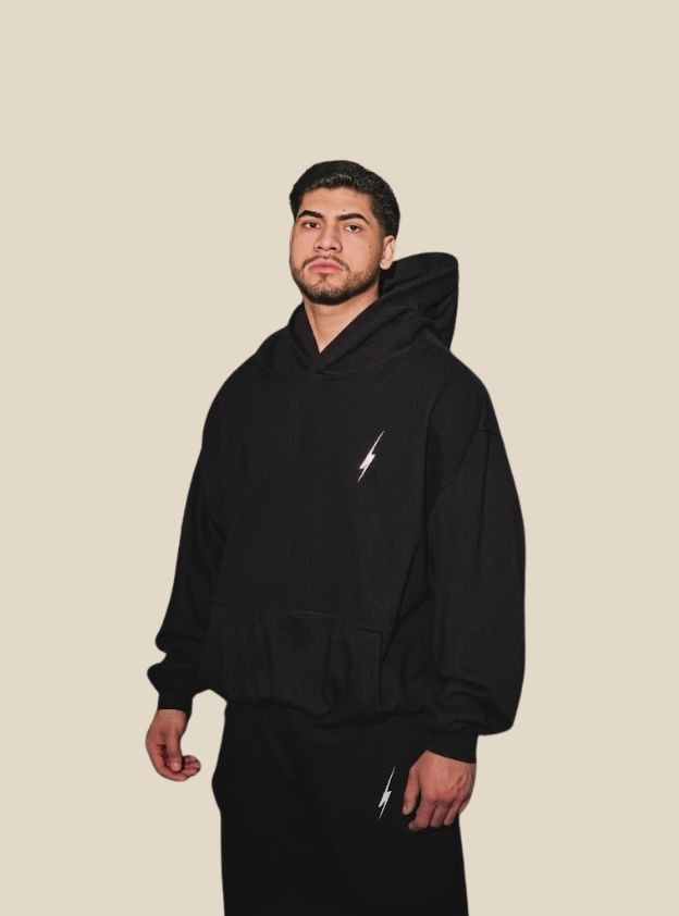 Hoddie/Sudadera + Rayo Frontal, Rayo en Capucha y FIT8 en Espalda